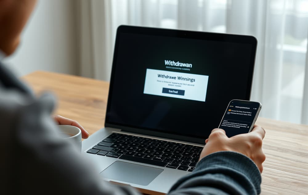 Spiller som fullfører et casino uttak på laptop og mobil